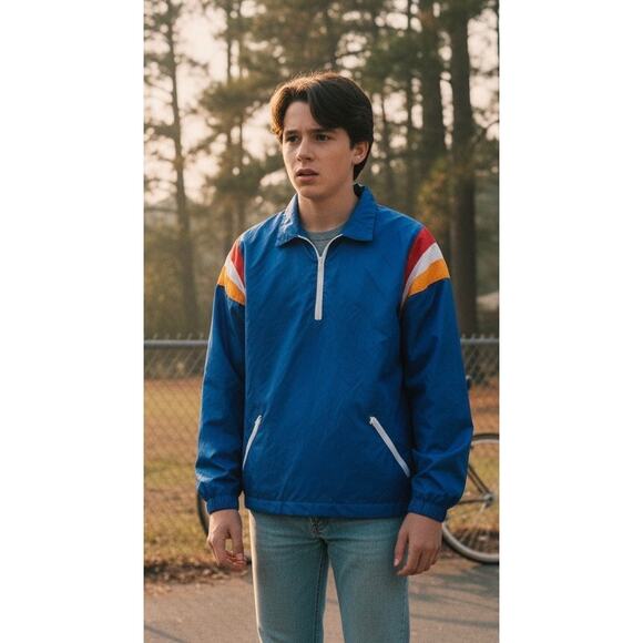 BRITTSPORT Jacket VINTAGE Mens Medium Blue Anorak Windbreaker Long Sleeve - Picture 1 of 5